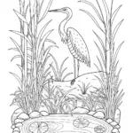 Bird by the Water’s Edge Coloring Page