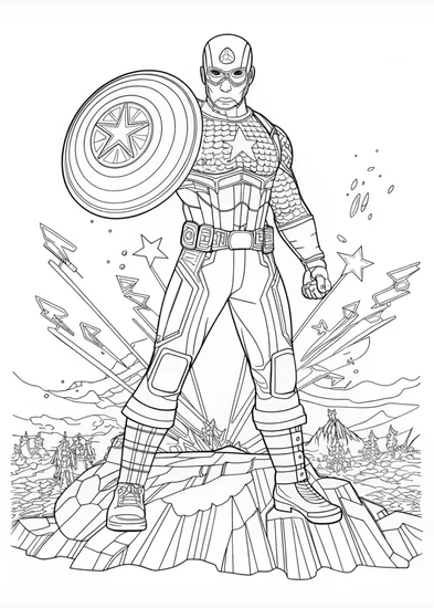 A coloring page of Captain America