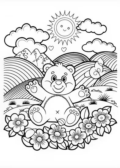A coloring page of Happy Teddy Bear Coloring Fun