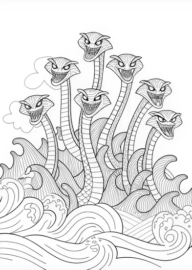 A coloring page of Chaotic Hydra’s Wrath Coloring Page
