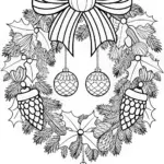 Festive Christmas Wreath Coloring Page
