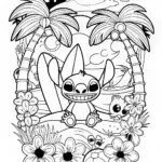 Stitch’s Tropical Adventure Coloring Page