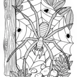 Spider in its Web Coloring Page