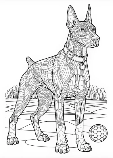 A coloring page of Doberman Pinscher Coloring Page