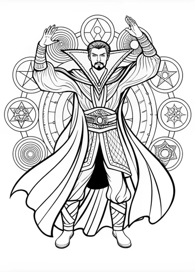 A coloring page of Doctor Strange: Master of the Mystic Arts Coloring Page