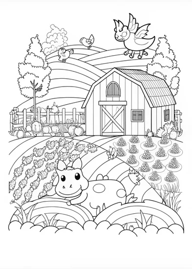 A coloring page of Mighty Dragon Overlooking the Valley Coloring Page