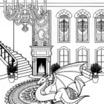Majestic Castle Dragon Coloring Page
