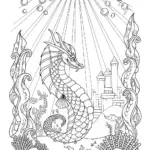 Legendary Dragon in Fiery Waters Coloring Page