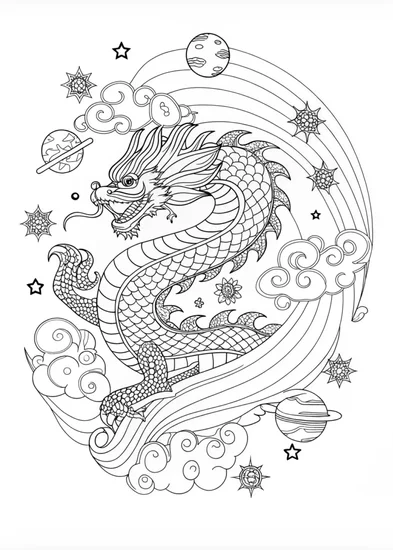 A coloring page of Majestic Dragon on a Cliff Coloring Page