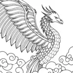 Dragon Soaring Through the Clouds Coloring Page