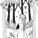 Elsa in the Enchanted Forest Coloring Page