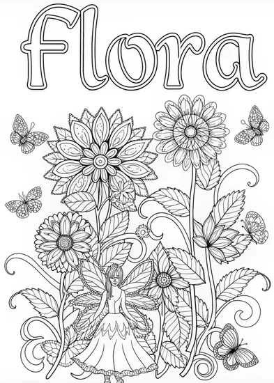 A coloring page of Fairy Flora’s Enchanted Garden Coloring Page