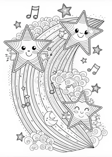 A coloring page of Starlight Dreams with Sparky the Star