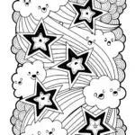Sunrise and Starry Sky Coloring Page