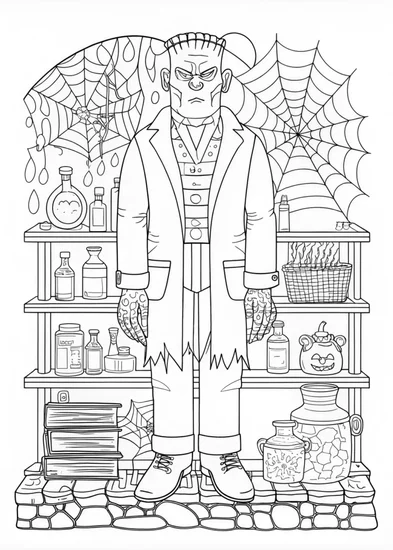 A coloring page of Frankenstein’s Monster Coloring Page