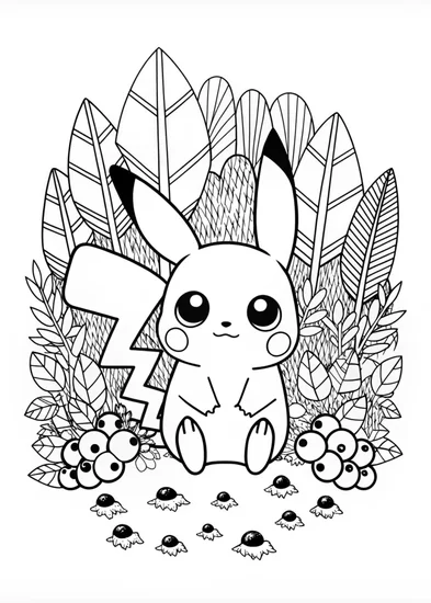 A coloring page of Pikachu Ready for Adventure Coloring Page