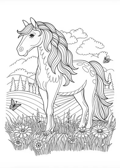 A coloring page of Majestic Horse Portrait Coloring Page