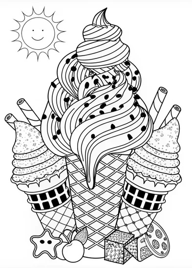 A coloring page of Ice Cream Treat