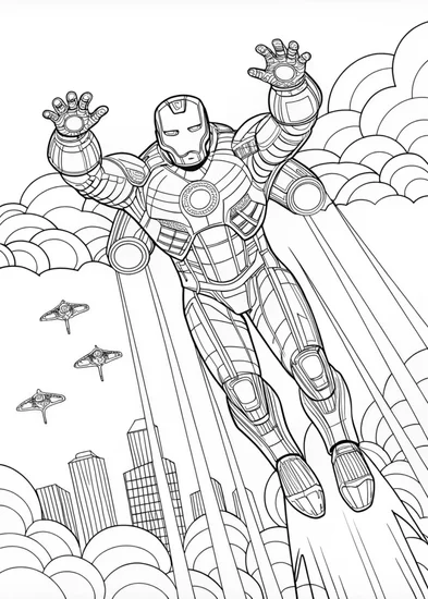 A coloring page of Iron Man Coloring Fun