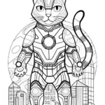 Cyber Feline Warrior Coloring Page