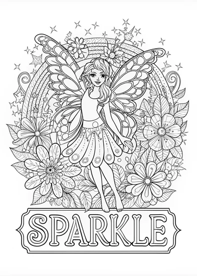 A coloring page of Magical Moments with Fairy Sparkle