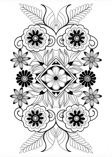 A coloring page of Mandala Floral Art Coloring Page