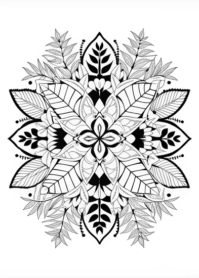 A coloring page of Mandala in the Jungle