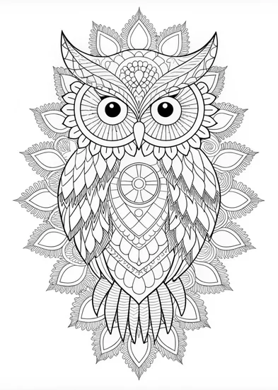 A coloring page of Mandala Owl Coloring Page
