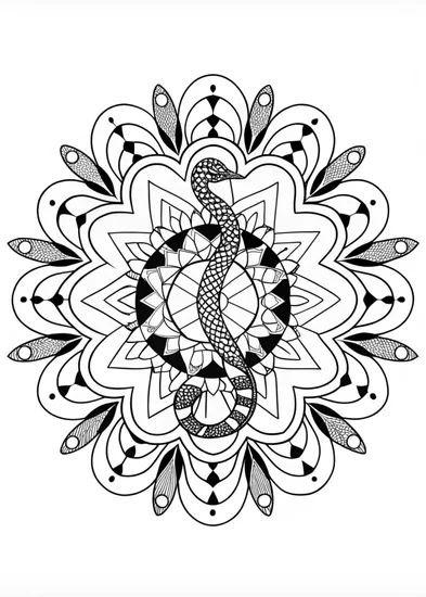 A coloring page of Mandala Serpent Harmony Coloring Page