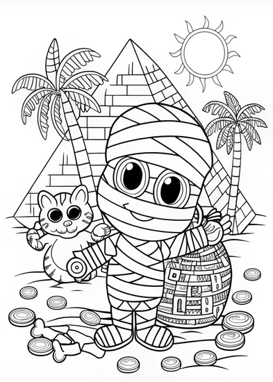 A coloring page of Mummy Coloring Page