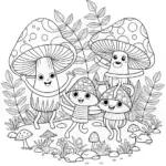Enchanted Forest: Mushrooms Wonderland Coloring Page