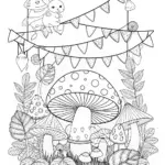 Mushroom Garden Coloring Page