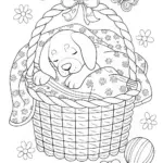 Puppy Snoozing in a Basket