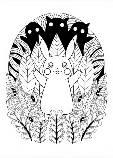 A coloring page of Pikachu Joyful Coloring Page