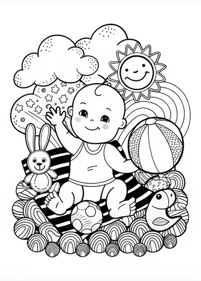 A coloring page of Smiling Baby Coloring Page