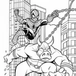 Rampaging Rhino in the City Coloring Page
