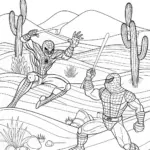 Spiderman fighting Scorpion