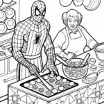 Spider-Man Cooking in the Kitchen Coloring Page
