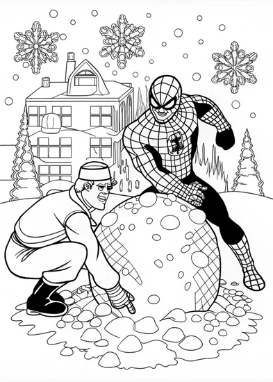 A coloring page of Spider-Man’s Web-Slinging Adventure Coloring Page