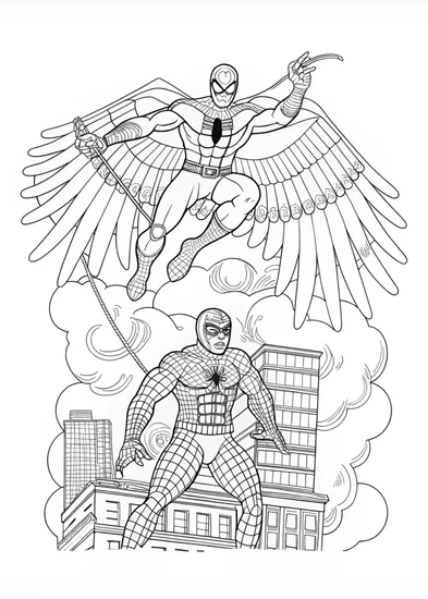 A coloring page of Spider-Man’s City Swinging Adventure
