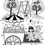 Sunny Day Ice Cream Delight Coloring Page