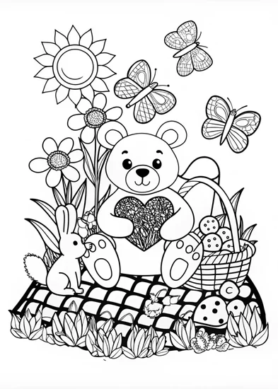 A coloring page of Sweet Moments with Teddy Bear Coloring Page