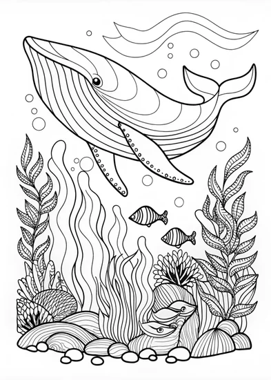 A coloring page of Whale’s Ocean Dance Coloring Page