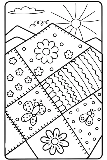 A coloring page of Whimsical Stitch Garden Adventure with Fluttering Butterfly