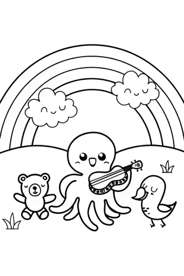 A coloring page of Rainbow Friends’ Musical Adventure Coloring Page