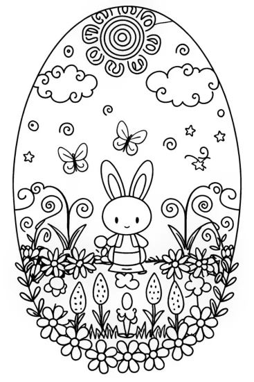 A coloring page of My Melody’s Vibrant Garden Quest