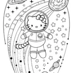 Hello Kitty’s Starry Night Adventure Coloring Page