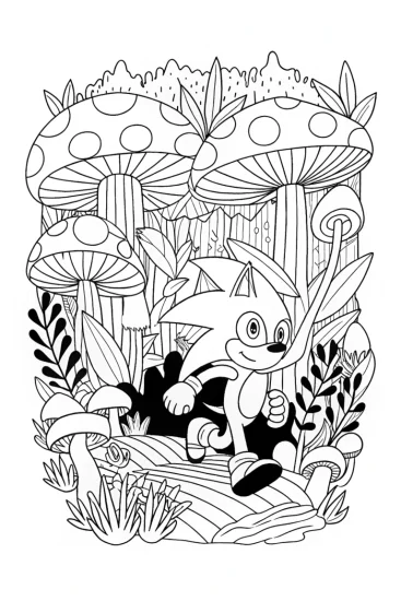 A coloring page of Sonic’s Fast Journey Through the Enchanted Forest