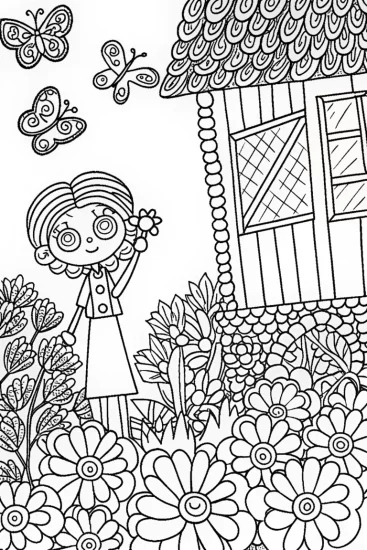A coloring page of Mirabel’s Enchanted Garden Adventure