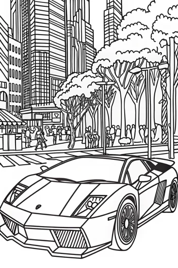 A coloring page of Lamborghini City Adventure: Color the Thrill!